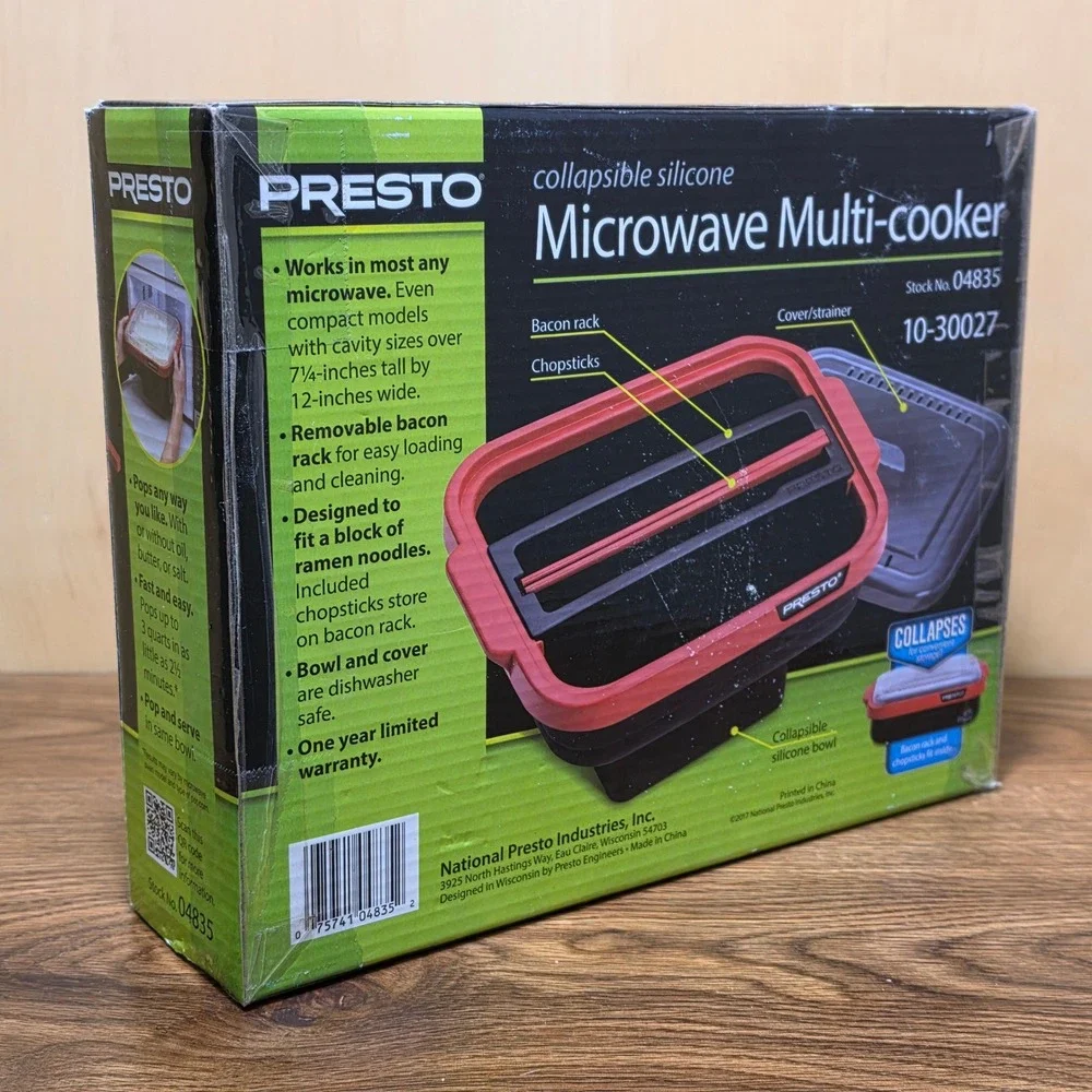 Presto 04835 Collapsible Silicone Microwave Multi Cooker Ramen Bacon Popcorn *